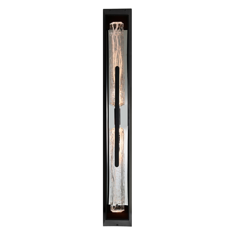 Curva Integrated LED 44in Sand Black Outdoor Wall Light with Handcrafted Glass
