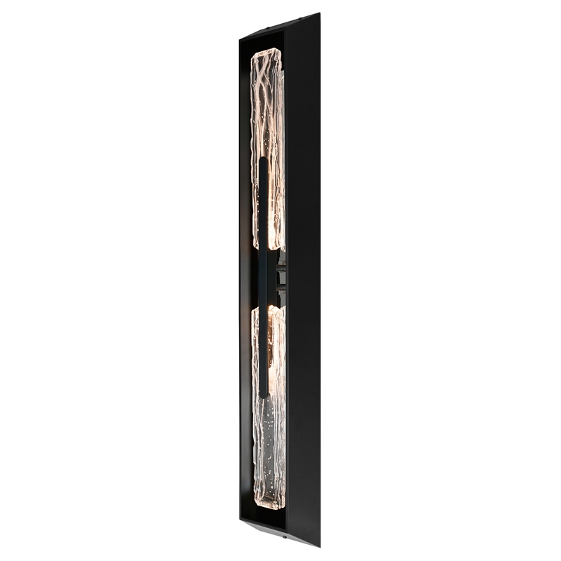 Curva Integrated LED 44in Sand Black Outdoor Wall Light with Handcrafted Glass