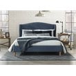 Omax Decor Darcy Wood and Fabric Upholstered Queen Platform Bed in Blue