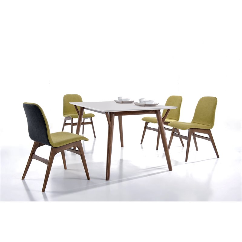 Omax Decor Jasper Modern Wood Dining Tables with White Lacquer Top in Walnut