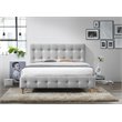 Omax Decor Wood & Fabric Upholstered Queen Platform Bed in Light Gray