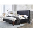 Omax Decor Harper Wood & Fabric Upholstered Queen Platform Bed in Charcoal Black