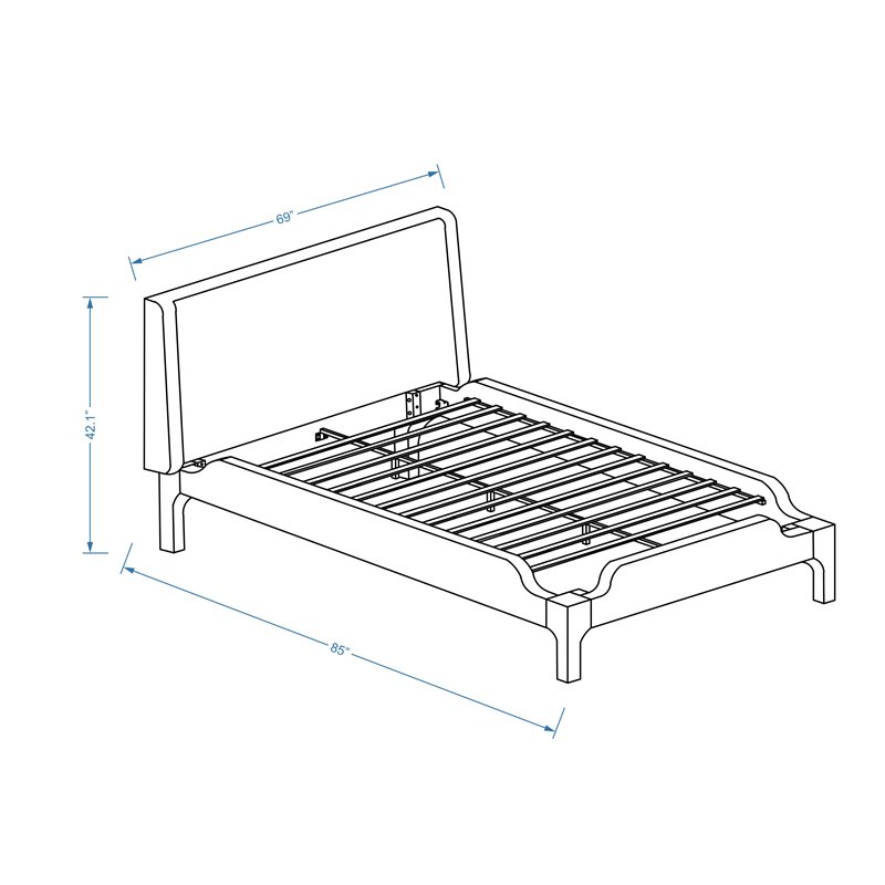 Omax Decor Harper Wood & Fabric Upholstered Queen Platform Bed in Charcoal Black