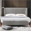 Omax Decor Harper Wood & Fabric Upholstered Queen Platform Bed in Gray