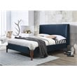 Omax Decor Harper Wood & Fabric Upholstered Queen Platform Bed in Blue