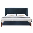 Omax Decor Harper Wood & Fabric Upholstered Queen Platform Bed in Blue