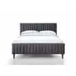 Omax Decor Spencer Wood/Fabric Upholstered Queen Platform Bed in Dark Gray