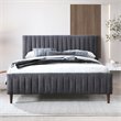 Omax Decor Spencer Wood/Fabric Upholstered Queen Platform Bed in Dark Gray