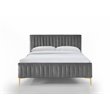 Omax Decor Julia Wood and Fabric Upholstered Queen Platform Bed in Charcoal
