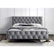 Omax Decor France Wood and Fabric Upholstered Queen Platform Bed in Charcoal