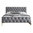 Omax Decor France Wood and Fabric Upholstered Queen Platform Bed in Charcoal