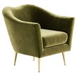Omax Decor Steel and Velvet Fabric Upholstered Accent Chair in Olive Green
