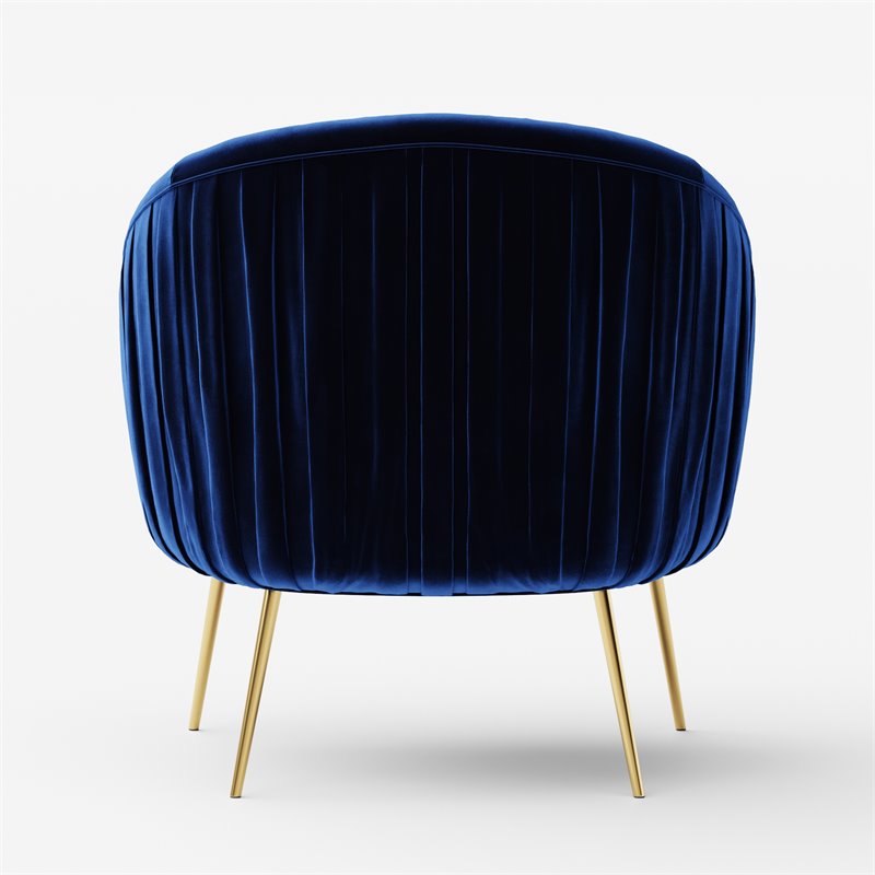 Omax Decor Julia Velvet Upholstered Accent Armchair with Gold Legs in Blue