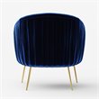 Omax Decor Julia Velvet Upholstered Accent Armchair with Gold Legs in Blue