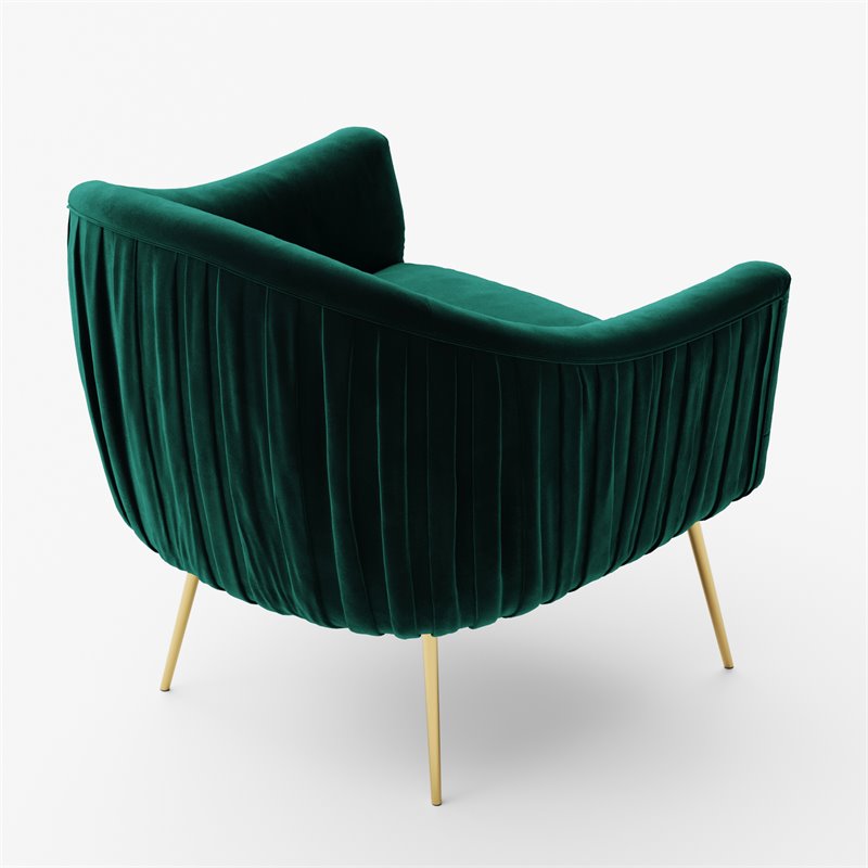 Omax Decor Julia Velvet Upholstered Accent Armchair with Gold Legs in Green