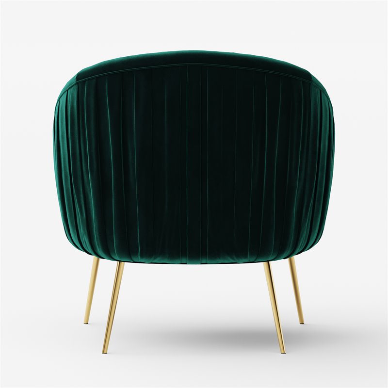Omax Decor Julia Velvet Upholstered Accent Armchair with Gold Legs in Green