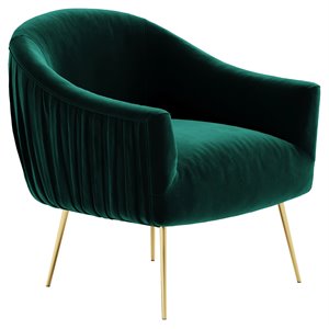 Omax Decor Julia Velvet Upholstered Accent Armchair with Gold Legs in Green