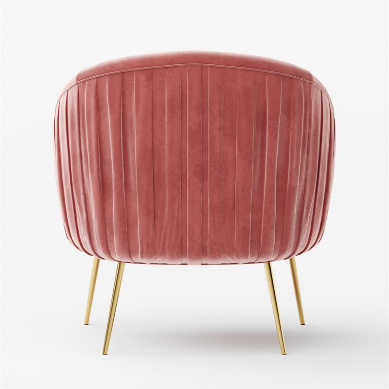 Omax Decor Julia Velvet Upholstered Accent Armchair with Gold Legs in Rose Pink