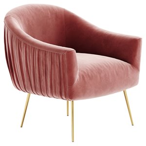 Omax Decor Julia Velvet Upholstered Accent Armchair with Gold Legs in Rose Pink