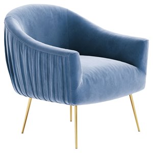 Omax Decor Julia Velvet Upholstered Accent Armchair with Gold Legs in Light Blue