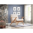 Omax Decor Zola Solid Wood and Fabric Upholstered Accent Armchair in Beige/Oak