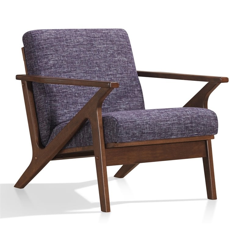 Omax Decor Zola Solid Wood and Fabric Upholstered Accent Armchair in Purple