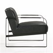 Omax Decor Mason Steel/Genuine Leather Lounge Accent Chair in Black/Black