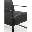 Omax Decor Mason Steel/Genuine Leather Lounge Accent Chair in Black/Black
