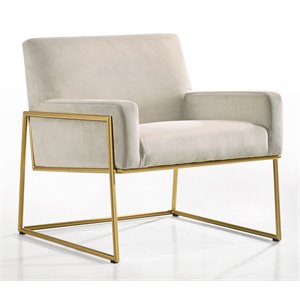 Omax Decor Milano Steel & Velvet Upholstered Lounge Accent Chair in Abalone Gray
