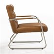 Omax Decor Spencer Stainless Steel/Leather Lounge Accent Chair in Caramel