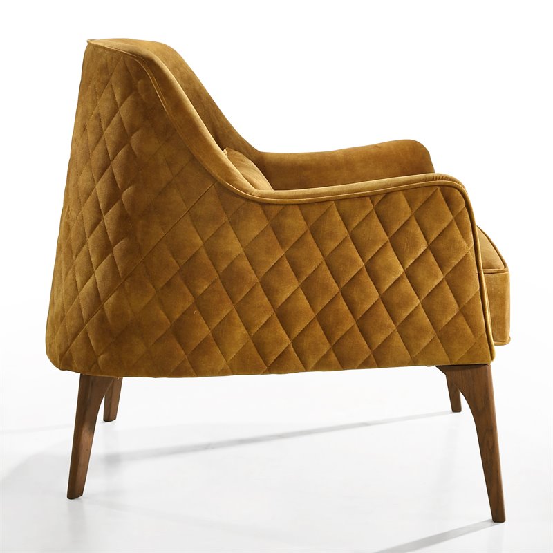 Omax Decor Jane Wood and Velvet Upholstered Lounge Accent Chair in Gold