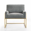 Omax Decor Milano Steel & Fabric Upholstered Lounge Accent Chair in Steel Gray