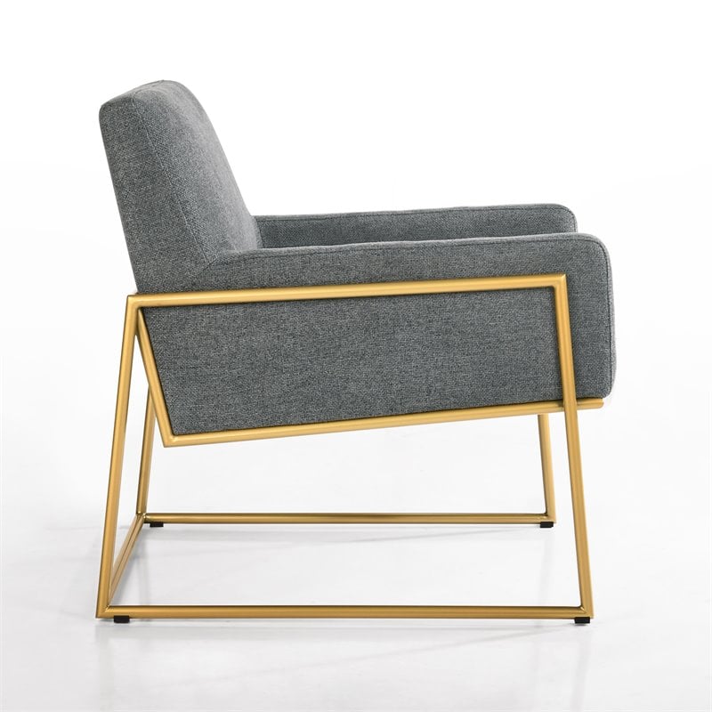 Omax Decor Milano Steel & Fabric Upholstered Lounge Accent Chair in Steel Gray