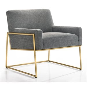 Omax Decor Milano Steel & Fabric Upholstered Lounge Accent Chair in Steel Gray
