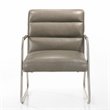 Omax Decor Spencer Stainless Steel/Leather Lounge Accent Chair in Gray