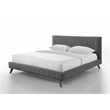 Omax Decor Sven Wood and Fabric Upholstered King Platform Bed in Dark Gray