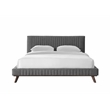 Omax Decor Sven Wood and Fabric Upholstered King Platform Bed in Dark Gray