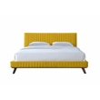 Omax Decor Sven Wood and Fabric Upholstered King Platform Bed in Mustard Yellow