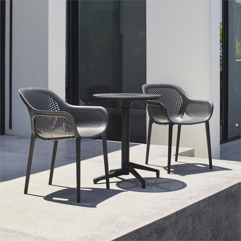 Omax Decor Atra Resin Patio Dining Chair in Anthracite Black - (Set of 2)