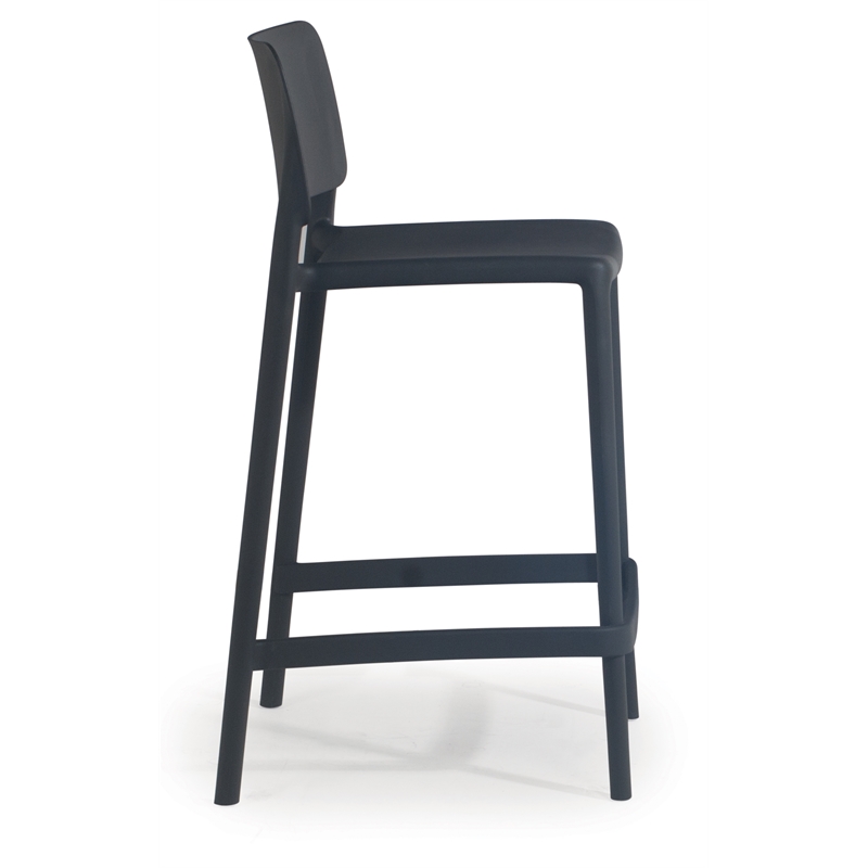 Cleo Plastic Stackable Counter Height Bar Stool in Anthracite Black - (Set of 2)