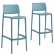 Omax Decor Cleo Patio Plastic Stackable Bar Height Bar Stool in Blue - Set of 2