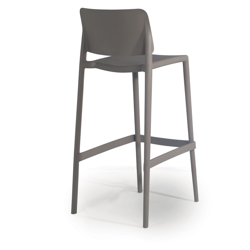 Omax Decor Cleo Patio Plastic Stackable Bar Height Bar Stool in Taupe - Set of 2