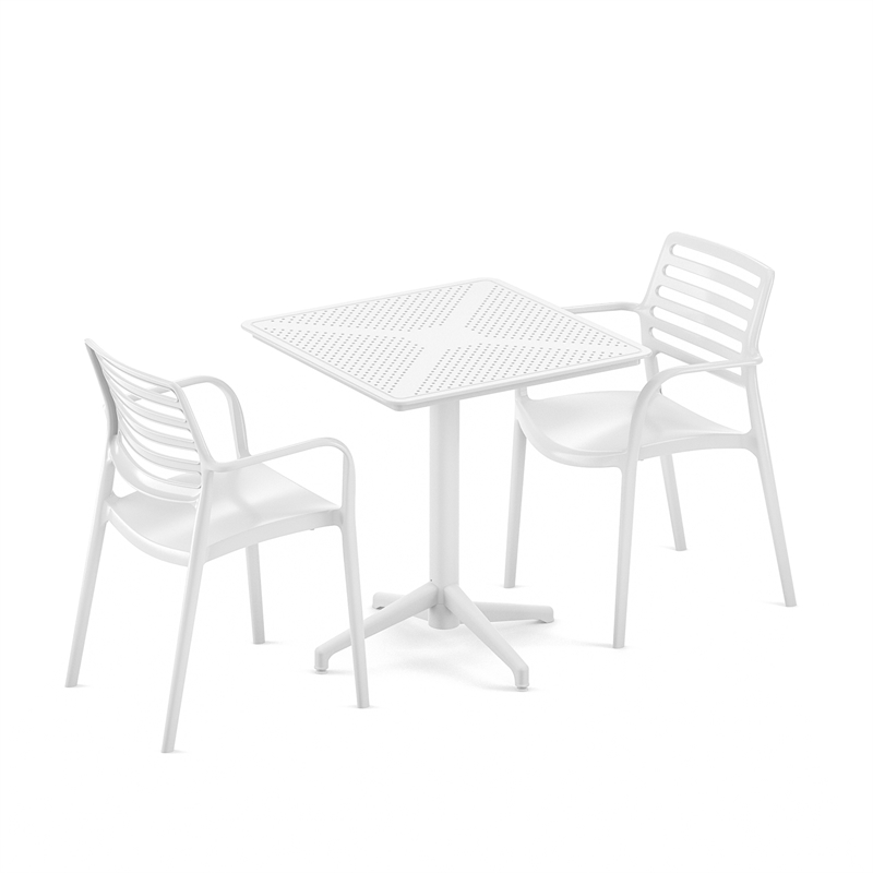 Omax Decor Flip Folding Plastic Outdoor or Indoor Bistro Dining Table in White