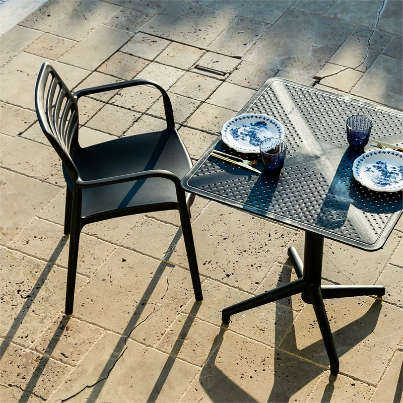 Omax Decor Flip Folding Plastic Outdoor or Indoor Bistro Dining Table in Black