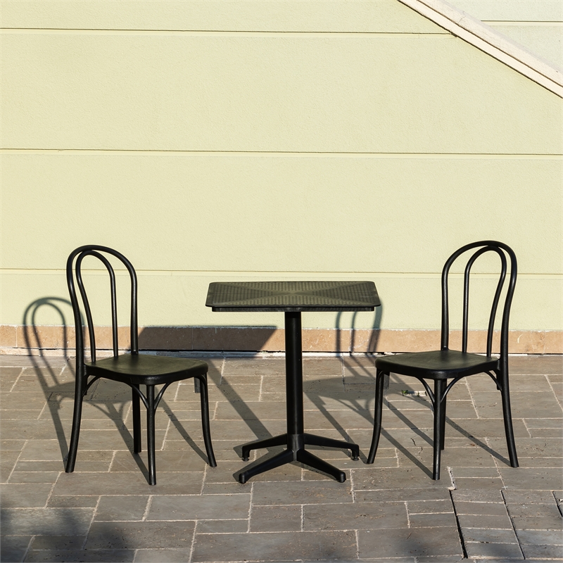 Omax Decor Flip Folding Plastic Outdoor or Indoor Bistro Dining Table in Black