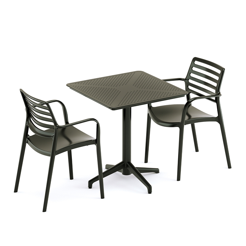 Omax Decor Flip Folding Plastic Outdoor or Indoor Bistro Dining Table in Black
