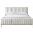 Omax Decor Julia Wood and Fabric Upholstered Queen Platform Bed in White Boucle