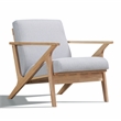Omax Decor Zola Solid Wood and Fabric Accent Armchair in Oak and Light Gray
