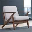 Omax Decor Zola Solid Wood and Fabric Accent Armchair in Walnut and Light Gray