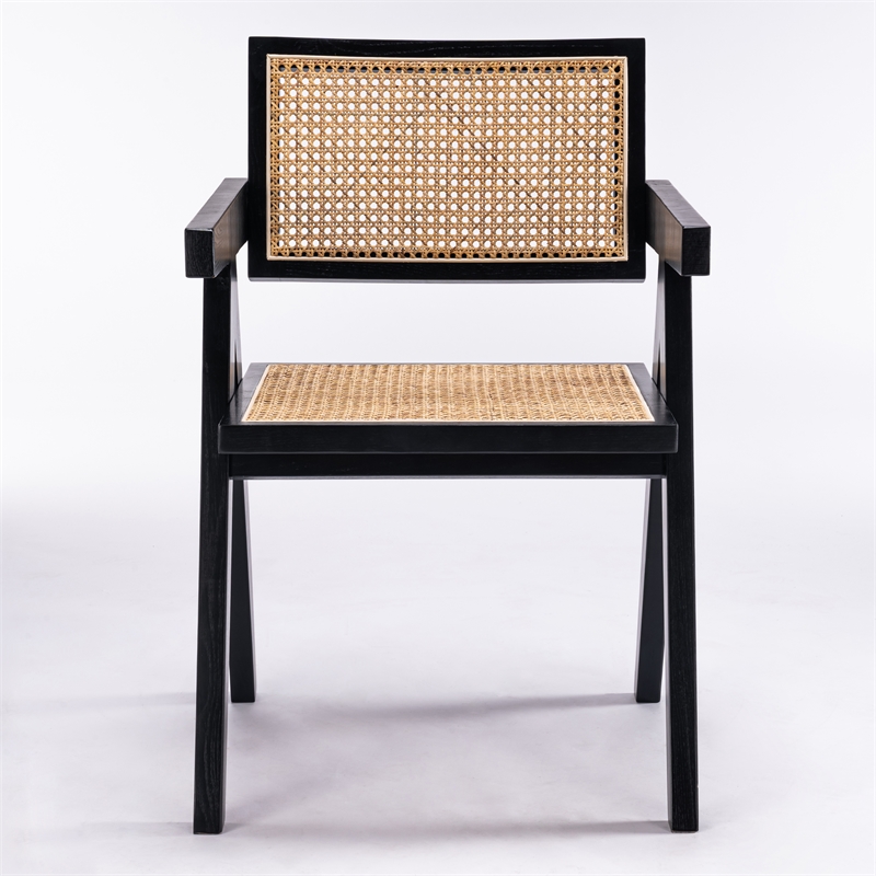 Omax Decor Angelo Solid Wood Dining Arm Chair in Black Ash (Set of 2)